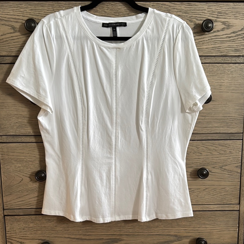 White House Black Market Seam Detail White Top